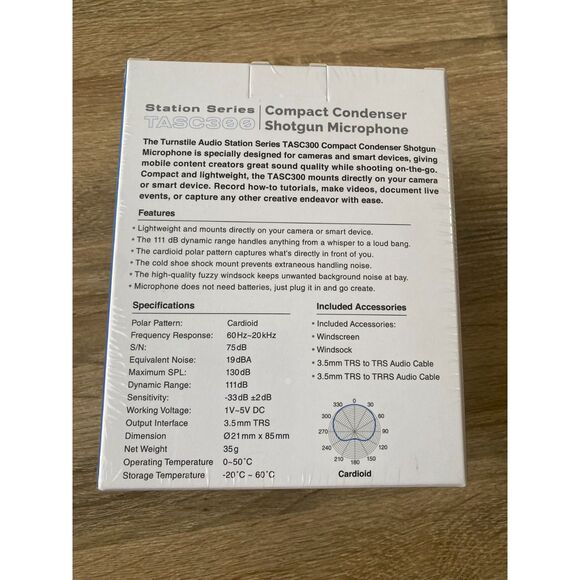 Turnstile Audio Station Series TASC300 Compact Condenser Shotgun Microphone NEW - Picture 2 of 3